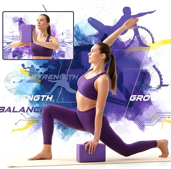 4 Pcs Yoga Blocks 9 x 6 x 4 Inch Eva Foam Lightweight Non Slip Yoga Props for Pilates Stretching and Meditation Exercise Blocks Lightweight Yoga Essentials