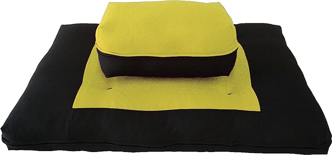 D&D Futon Furniture Zabuton Zafu Set, Yoga, Meditation Seat Cushions, Kneeling, Sitting, Supporting Exercise Pratice Zabuton & Zafu Cushions. (Yellow)
