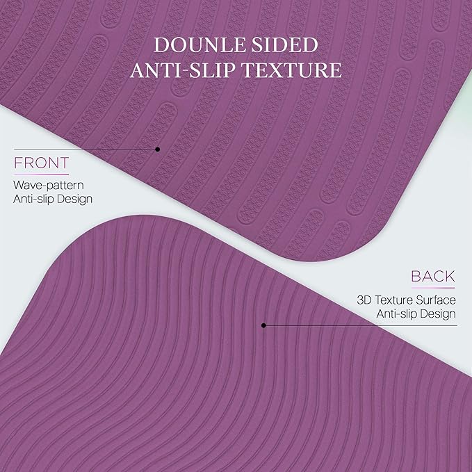 Extra Thick 12mm Exercise Mat – Non-Slip, Joint-Friendly & Cushioned Fitness Mat for Yoga, Pilates & Floor Workouts – Durable, Supportive & Includes Feetlu Classic Strap