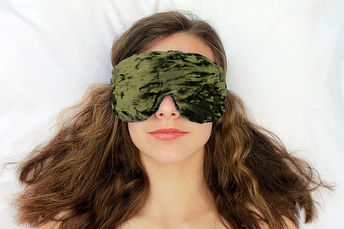 Handmade Opulence Yoga Eye Pillow - Weighted Flaxseed Fill, Lavender Aromatherapy, Satin & Velvet, Adjustable Strap - Ideal for Meditation & Restful Sleep - Spring Green - TEMFL-SG