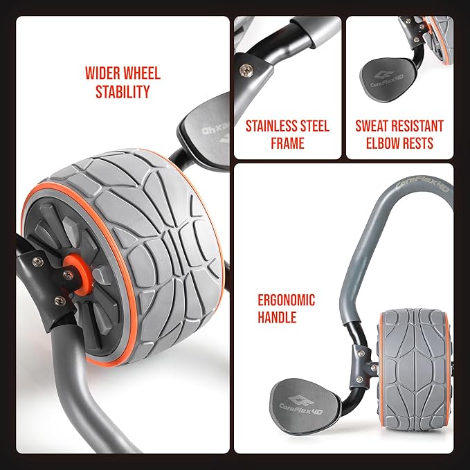 CoreFlex4D Ab Roller Wheel with Elbow Support – Dynamic 4D Core Workout Equipment for Abs, Obliques & Stability – Heavy Duty Home Gym Ab Machine for Strength Training & Full Body Fitness