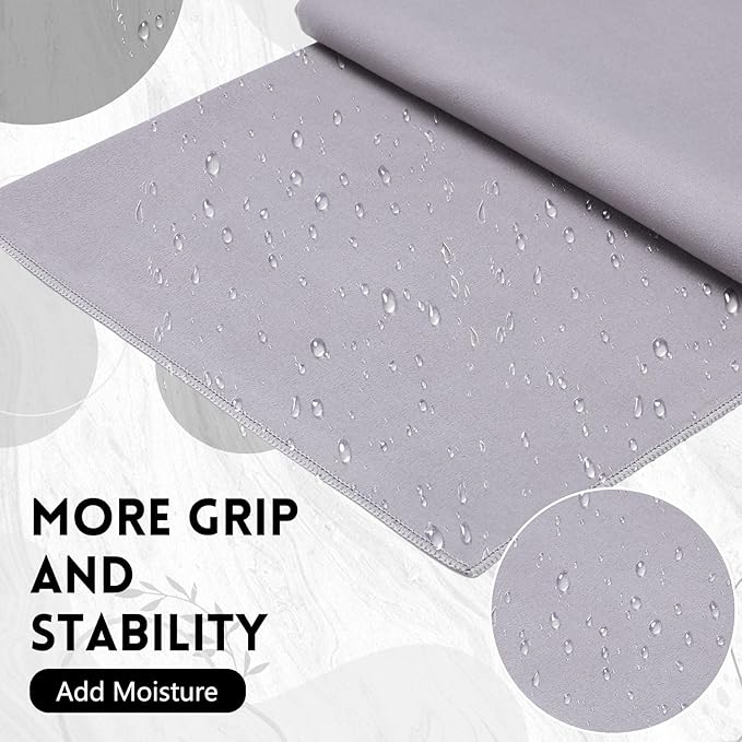 Breling 4 Pack 72" x 24" Hot Yoga Towel Non Slip Microfiber Mat Towel Sweat Absorbent Soft Pilates Mat Essentials for Hot Yoga Pilates Exercise(Light Grey)
