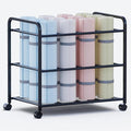Yoga Mat Storage Rack with Wheels, Yoga Mat Rack for Fitness Class, Home, Gym, Workout Room, Home Gym Storage with Rounded Corners, Large-Capacity, Easy Assembly, Black