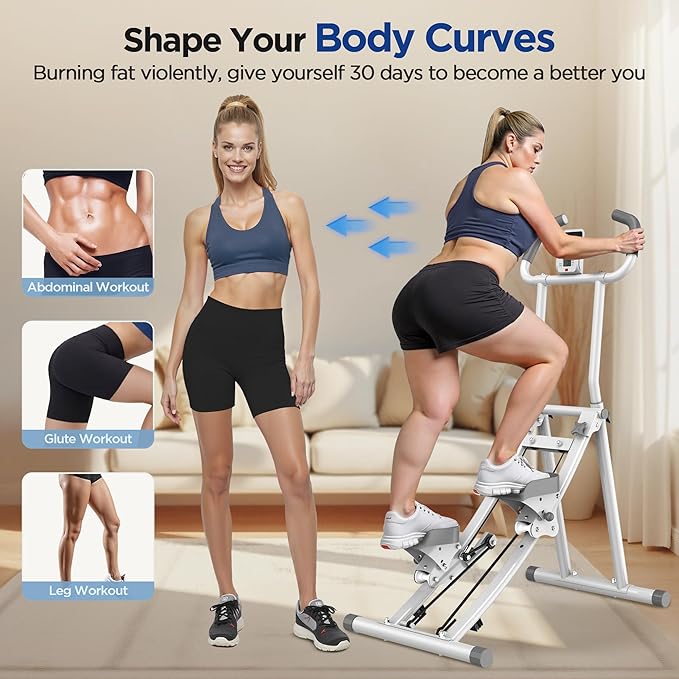 Stair Stepper for Home Gym Exercise, Folding Vertical Climber for Full Body Workout 300LBS Capacity, Compact Stair Climber Cardio Exercise Machine with Adjustable Handlebar & Pedals