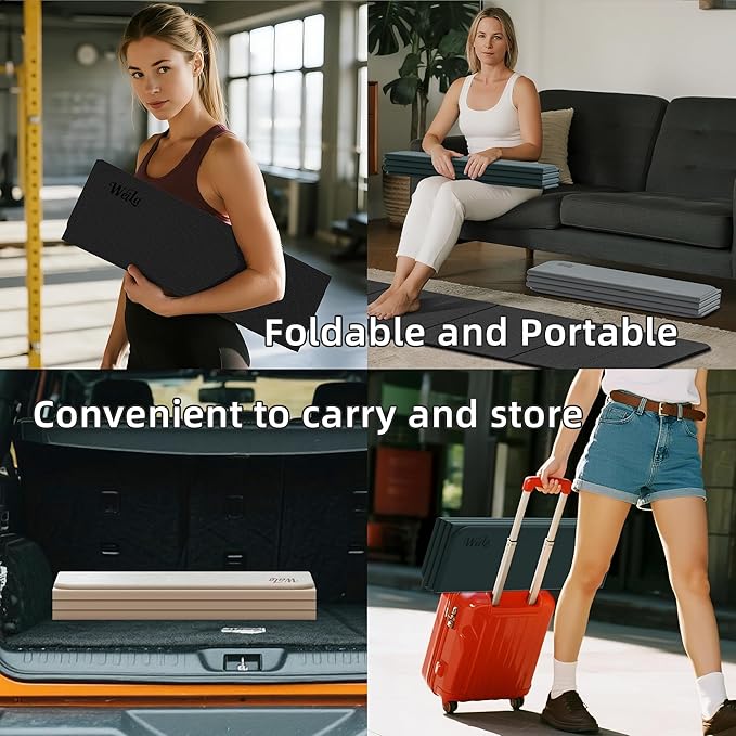 1/2 Inch Extra Thick Yoga Mat Pilates Equipment, 70"x24" Odorless Workout Mats for Home Gym, Non-slip Exercise Mats for Women Men Home Workout, Foldable Yoga Mats for Travel Camping Sleeping