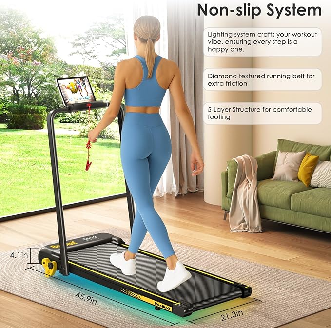 Walking Pad with Incline Portable Treadmill with Handle Bar for Home Office Under Desk Use Small Space Treadmill