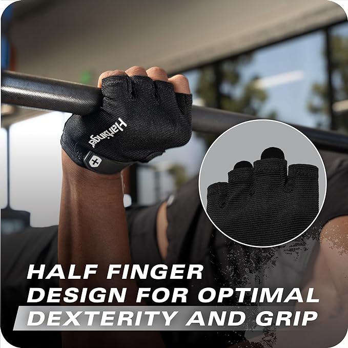 Power Gloves 3.0 - Durable Half Finger Weightlifting Gloves with Adjustable Wrist Closure, Breathable Leather Palm, Men's