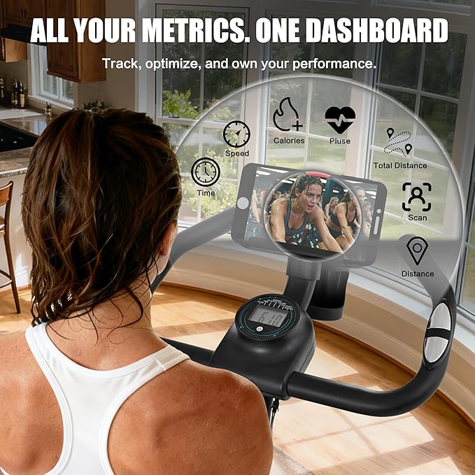Exercise Bike Stationary Bike Indoor Cycling Bicycle for Home Gym Spinning Bike 300 lbs Weight Capacity Adjustable Seat/Handlebar for Office Cardio Workout