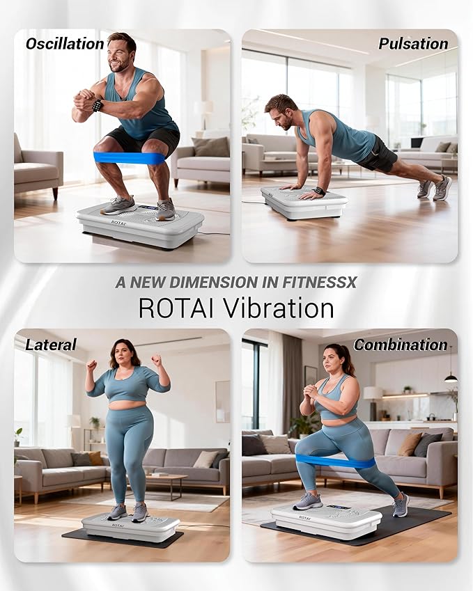 Vibration Plate for Lymphatic Drainage & Full Body Workout - Home Exercise Machine for Weight Loss and Muscle Toning for Men & Women, 400 lbs Capacity Fitness Platform