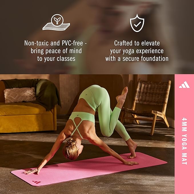 adidas Yoga Mat - Eco Friendly - Non Slip, Durable Textured Surface