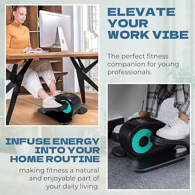 Under Desk Elliptical Machine, Portable Elliptical Ellipse Leg Exerciser for Seniors Quiet Electric Foot Pedal Exerciser for Home with Remote Control