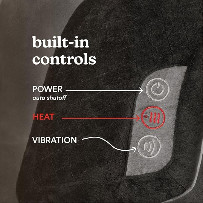 HoMedics Heating Pad, Duel Intensity Vibrating Heated Neck & Shoulder Massage Wrap to Aid & Rejuvenate Sore and Tired Muscles, Black