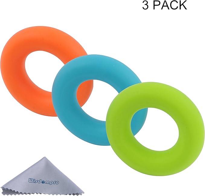 Wisdompro 3 Pack Hand Grip Strengthener Rings, Strength Trainer for Finger, Forearm Exercise, Rock Climbing Gripper Workout - 30, 40 and 50 Lbs