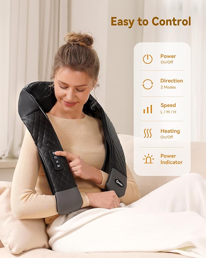 KNQZE Shiatsu Cordless Neck and Back Massager with Heat, Rechargeable Neck and Shoulder Massager, 4D Deep Tissue Kneading Massage for Leg, Full Body Muscle Pain Relief, 2026 Upgraded Ergonomic Design
