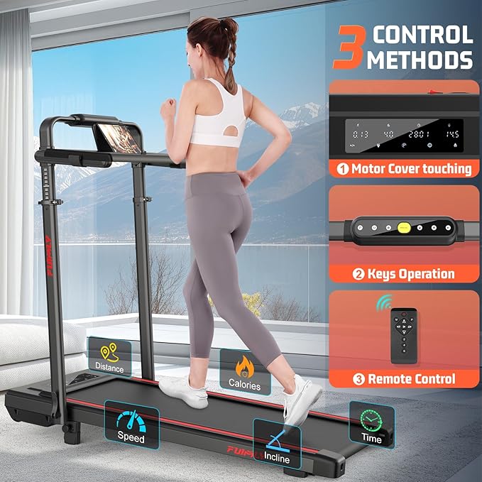 Walking Pad Treadmill with Desk Workstation, 15% Incline Treadmill with Handle Bar, Foldable Treadmills Under Desk for Home/Office, 400 lbs+ Capacity, Adjustable Height, Removable Desk, 3.5HP Motor
