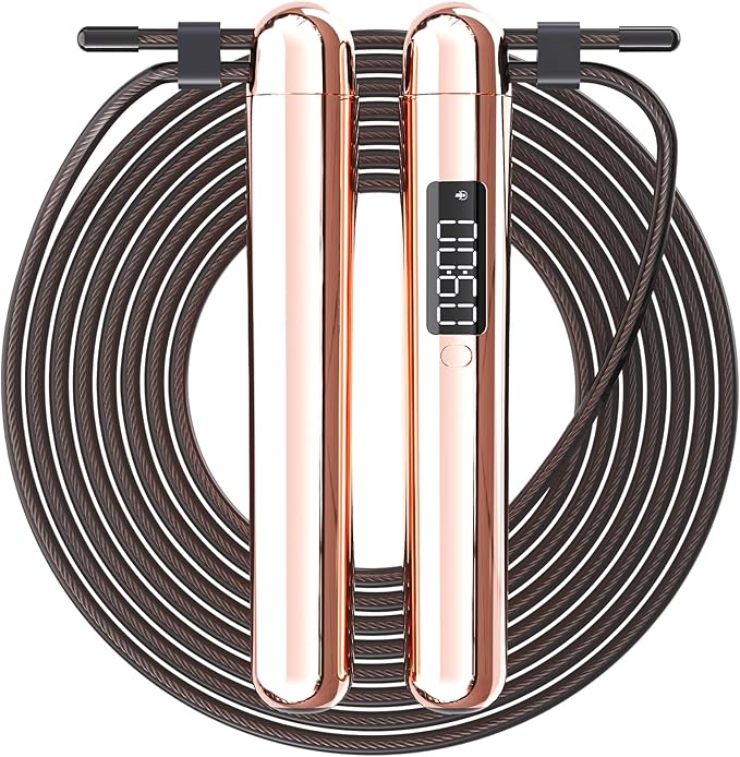 Smart Jump Rope | Accurate Calorie Tracking & 4 Training Modes | Adjustable Steel Wire Rope | Built-in High-Speed Bearings | Type-C Charging | Ideal for Fat Burning, Speed Training & Home Workouts