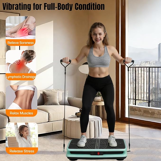Vibration Plate Exercise Machine with Remote Control, 330 lbs Capacity 99 Speed Levels Vertical Vibration Platform for Full Body Workout, Green & Black