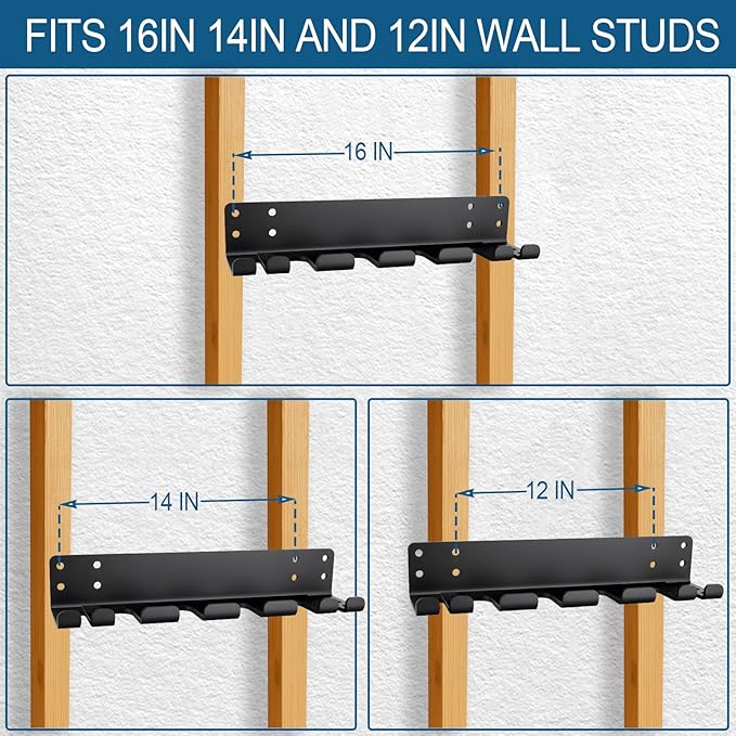 Heavy Duty Wall Mounted Barbell Holder, 5.8mm Thick Olympic Barbell Storage Rack with Hooks, Fits Bars Under 33mm, Space-Saving Home Gym Fitness Equipment Hanger
