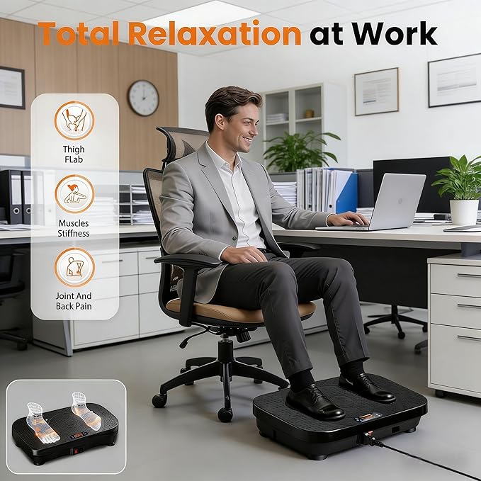 Vibration Plate Exercise Machine -Full Body Shaker with Auto Mode, Acupressure Massage & Silicone Pedal, for Lymphatic Drainage, Weight Loss & Fat Burning, Home Fitness Equipment for Woman & Men