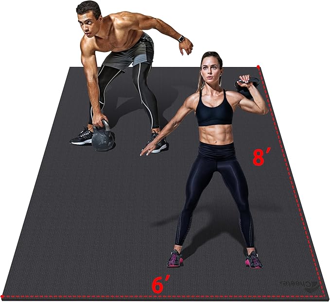 Extra Large Exercise Mat 6'x4'/7'x5'/6'x8'/6'x9'/6'x10'/6'x12'（7mm）, Gym Flooring for Home Gym,Thick Exercise Mats for Home Workout,Non-Slip,Extra Durable,High-Density Gym Mats for Jump Rope,Cardio