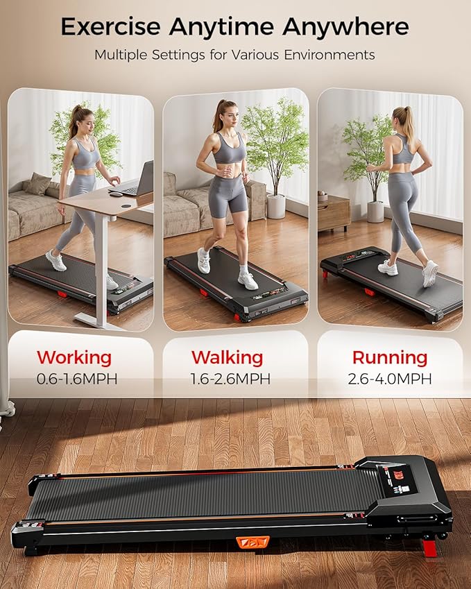 Walking Pad Treadmill,XBD Incline Walking Pads Under Desk 330 Lbs Capacity,2.5HP Portable Treadmill for Home,Remote Control and LED Display