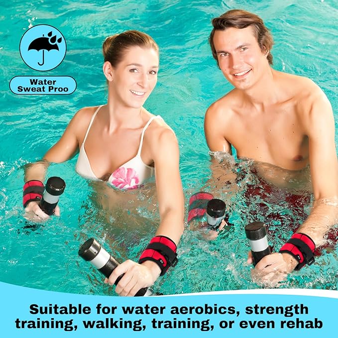 2 Pairs Ankle Wrist Weights for Land or Aquatic Exercise Aqua Cuffs Aqua Aerobics Fitness Bands for Ankle and Wrist Adjustable Weights for Swimming Pool Workout Equipment