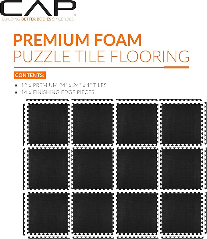 CAP Puzzle Exercise Mats | 1” Thick EVA Interlocking Foam Tiles for Home Gym Flooring | Multiple Options