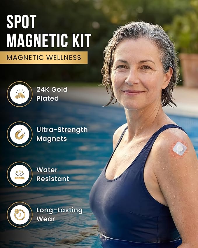 MagnetRX® Magnetic Spot Kit – Ultra Strength Body Magnets 14,200 Gauss – Effective Large Magnets for Body, Back, Shoulders, Knee, HIPS, and Neck (2 Magnets + 20 Adhesives)