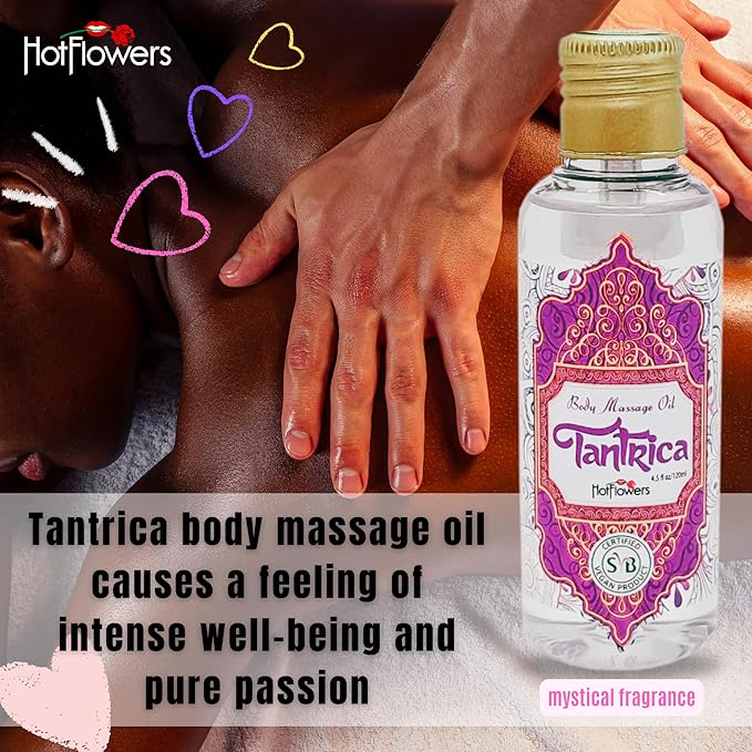 HOT FLOWERS Body Sensual Massage Oil Set for Moisturizer and Nourish The Skin – Women and Couples (Tantrica)