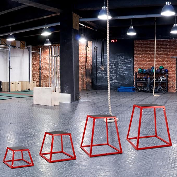 GarveeLife Plyometric Jump Box, Heavy-Duty Steel Plyo Boxes with Rubber Pad for Home Gym, Jump Platforms Step Up Box, Jump Trainers Conditioning Strength Training with Sizes 12", 18", 24", 30"
