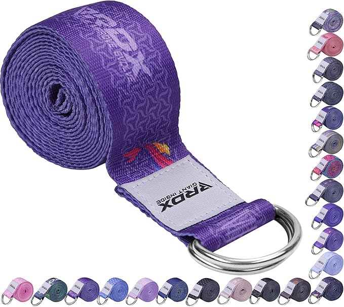 RDX 8ft Yoga Strap with D-Ring Buckle, Durable Polyester Cotton Adjustable Belts for Stretching Pilates Dance Gymnastics Fitness Holding Poses Flexibility Physical Therapy, Home Gym Exercise Workout