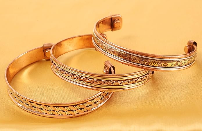 Copper Bracelet Tibetan Style. Hand Forged with Solid and High Gauge Copper Jewelry Cuff for Women Men. Combo of Different Designs