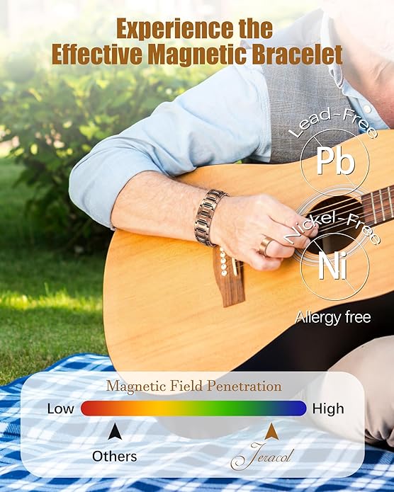 3X Strength Magnetic Copper Bracelet for Men - 99.9% Pure Copper Bracelet & Ring Set - Premium Fold-Over Clasp and Adjustable Length Sizing Tool & Jewelry Box