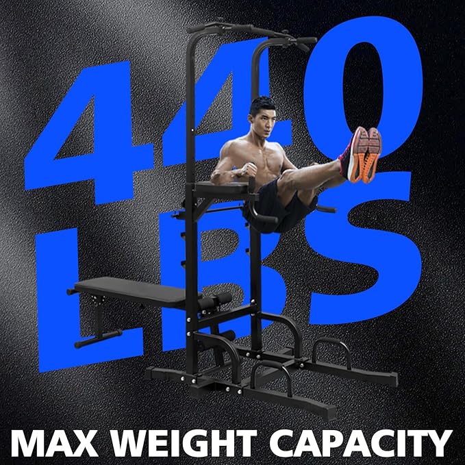 Dip Station Strength Training Dip Stands Station with Connecting Rod and Padded Handles for Home Gym & Fitness Training