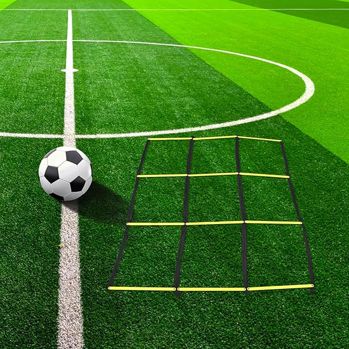 Agility Ladder for Football Speed Training 9-Square Multifunctional Rope Ladder for Footwork and Soccer Conditioning Yellow
