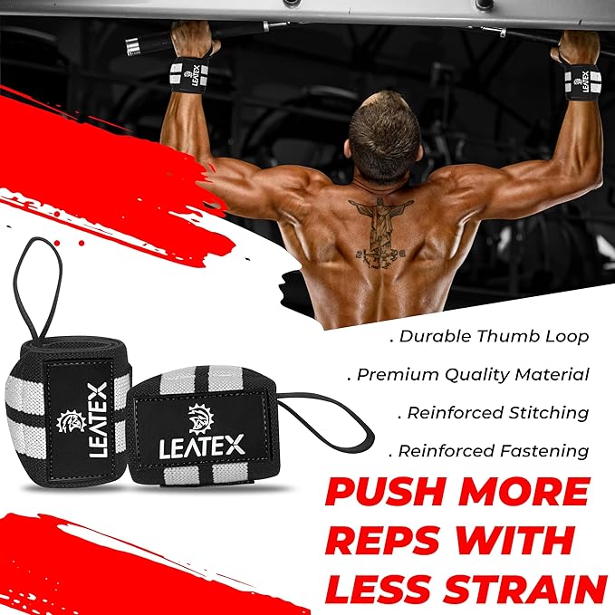 Weight Lifting Wrist Wraps 18" Wrist Support with Heavy Duty Thumb Loop - Best Gym Wrist Wraps for Powerlifting Competition, Strength Training, Bodybuilding - for Men & Women