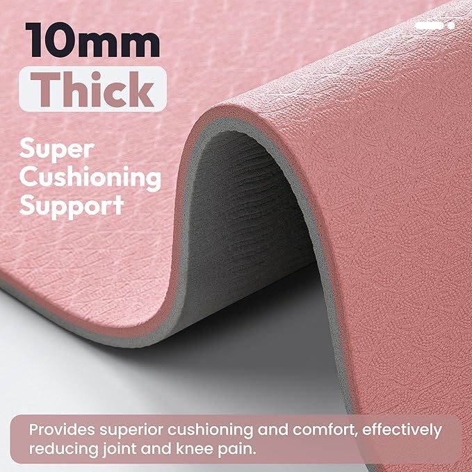 UMINEUX Extra Thick Yoga Mat, 10MM (2/5") Yoga Mat Non Slip, POE Yoga Mats for Women Men, 72"x24", Great for Workout, Yoga, Pilates, Fitness & Floor Exercises