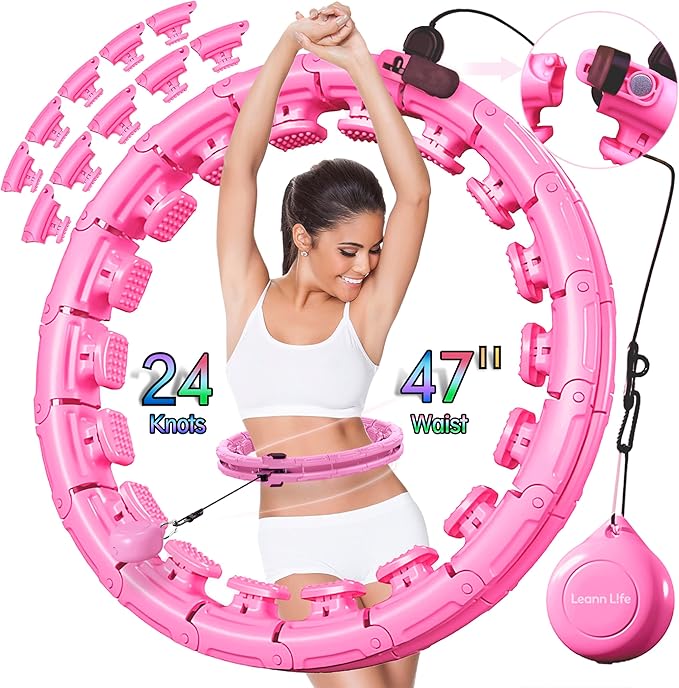 30/24/12 Knots, Upgraded Magnetic Lock Weighted Hula Hoop for Kids Adults Weight Loss, Infinity Hoop Plus Size, Home Indoor Outdoor, Fitness Exercise, Abdominal Toner