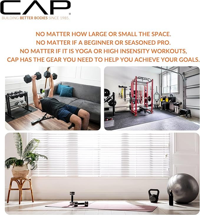 CAP Barbell 1/2-Inch High Density Exercise Yoga Mat with Strap | Multiple Options