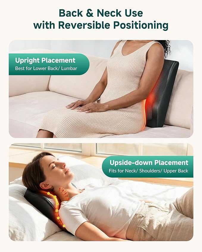 Snailax Shiatsu Back Massager for Back Pain Deep Tissue, Lower Back Neck Massager with Heat, 3D Kneading Back Massager for Chair, Massage Pillow as Gifts for Mom, Dad, Women