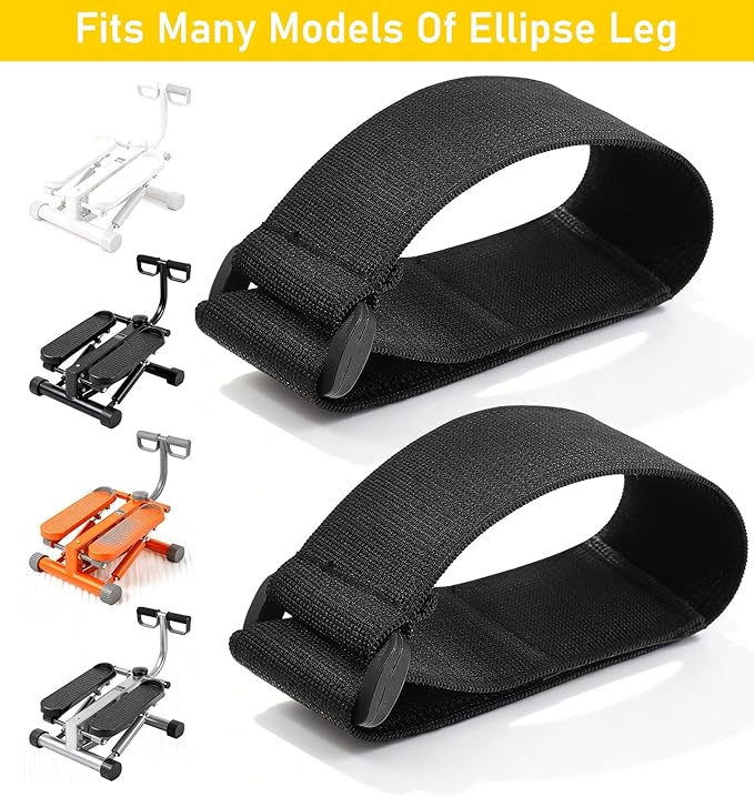2PCS Bike Pedal Straps, Black Adjustable Leg Exerciser Traction Straps, Secure Stability for Elliptical Exercise Machine Under Desk Seniors Workout (Adjustable Length: 12.7-17.5 Inch)