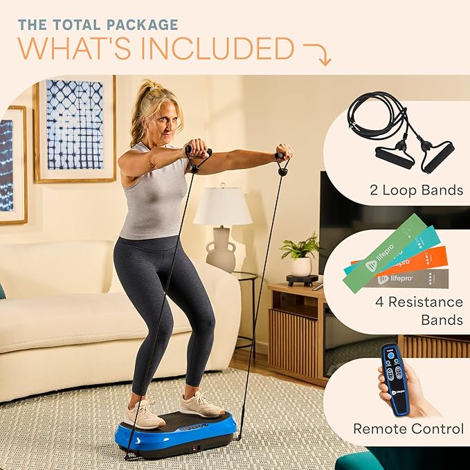 Lifepro Vibration Plate for Lymphatic Drainage – Whole Body Vibrating Platform Exercise Machine for Muscle Toning & Recovery with Remote Max Load 260 lb