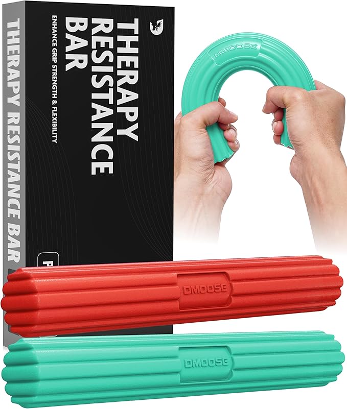 DMoose Fitness Flex Resistance Bar for Physical Therapy - Non-Slip Odorless Material, Exercise Bar for Tennis & Golfers Elbow Tendonitis Relief - Wrist and Forearm Strengthener & Grip Strength Trainer