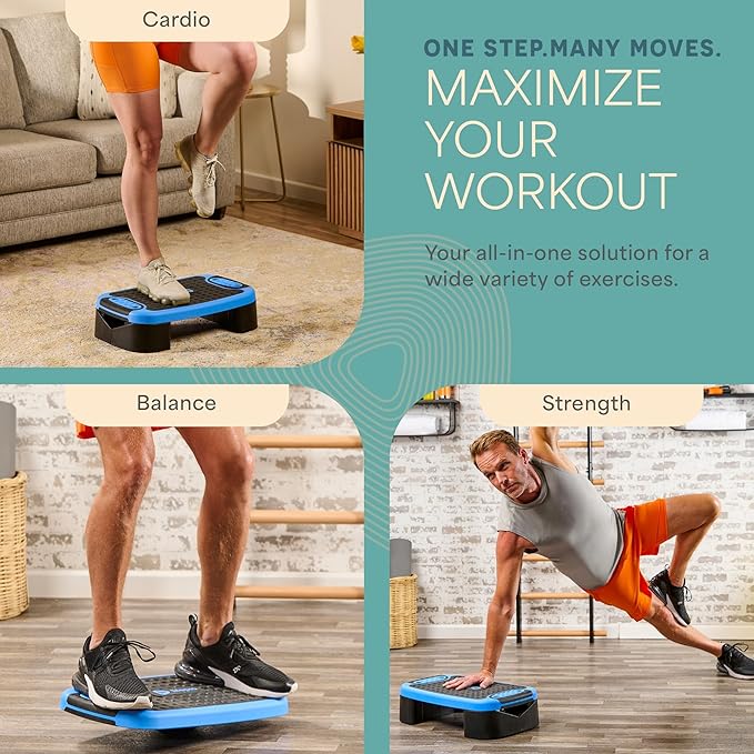 Lifepro 4-in-1 Aerobic Balance Board and Step Up Exercise Platform - Aeroflex Adjustable Multifunctional Slant Board for Home Workouts, Non-Slip Stepper Design