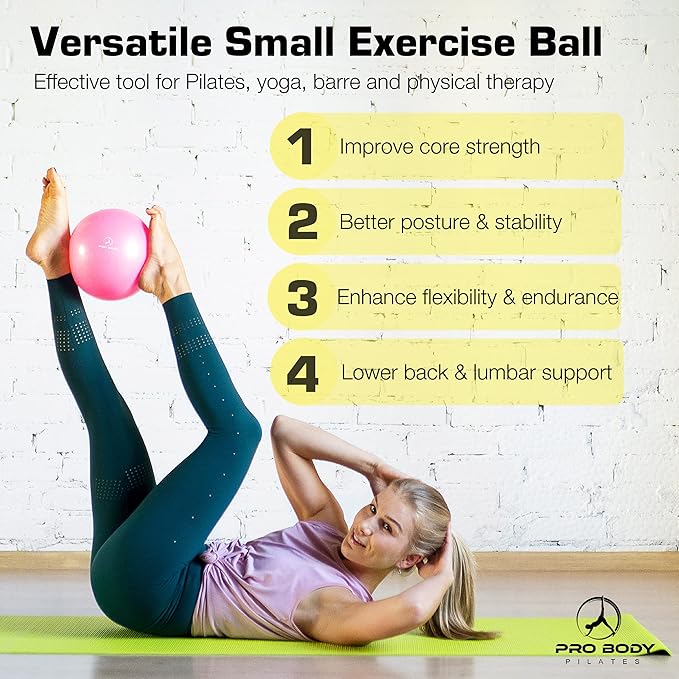 ProBody Pilates Exercise Balls Physical Therapy - 9 Inch Small Exercise Ball for Between Knees for Rehab, Barre, Core, Stability & Yoga
