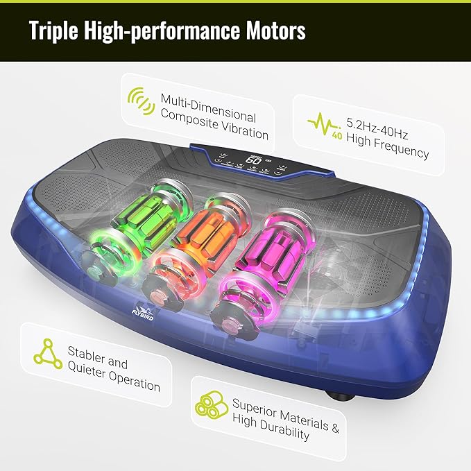 FLYBIRD Vibration Plate Exercise Machine, Adjustable Speed High Intensity Vibration for Muscle Toning Weight Loss Lymphatic Drainage, Full Body Workout Vibration Plate