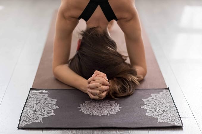 yogadesignlab | The Hand Towel | Premium Non Slip Hand Towel | Designed in Bali | Colorful Eco Printed + Quick Dry + Soft | Hot Yoga, Bikram, Ashtanga, Sport, Barre, Travel (Mandala Black)