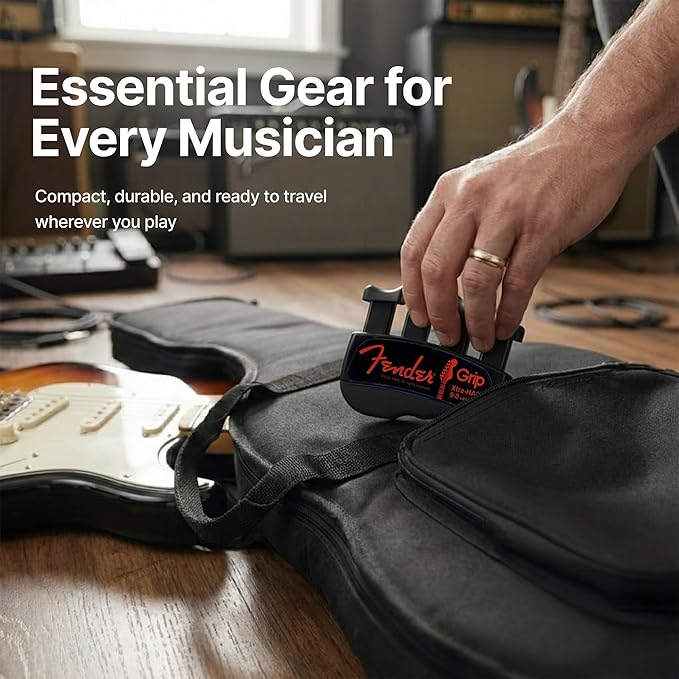 Fender GRIP Hand and Finger Exerciser – Best Ergonomic Finger Strengthener to improve play on all stringed instruments (Guitar, Bass, Violin, etc.) (Tensions: WHITE=5-Lbs; RED=7-Lbs; BLACK=9-Lbs)