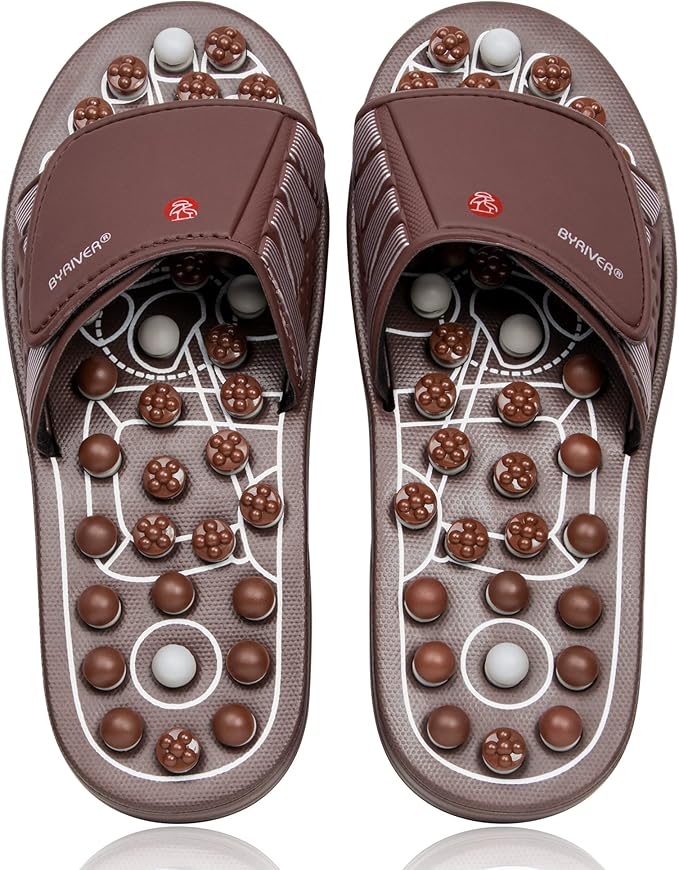 BYRIVER Blood Circulation Foot Massager for Healthy Leg Feet, Cold Leg Therapy Massage Tools, Healthcare Slippers Sandals Shoes, Gifts for Elderly Men Women Mom Dad (03XL)