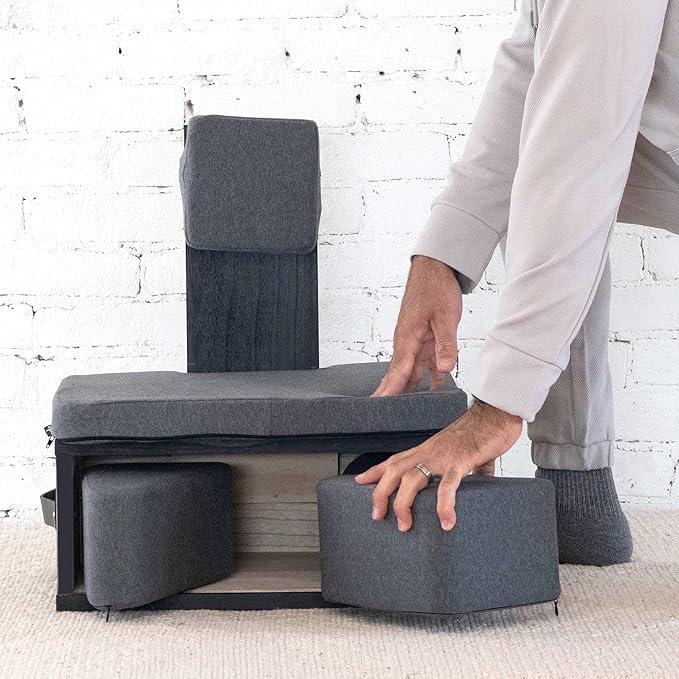 Ungloo Floor Meditation Chair with Back Support | Posture Seat with Padded Leg Wedges, Foot Pad and Supportive Backrest | Portable Lightweight Meditation Floor Chair
